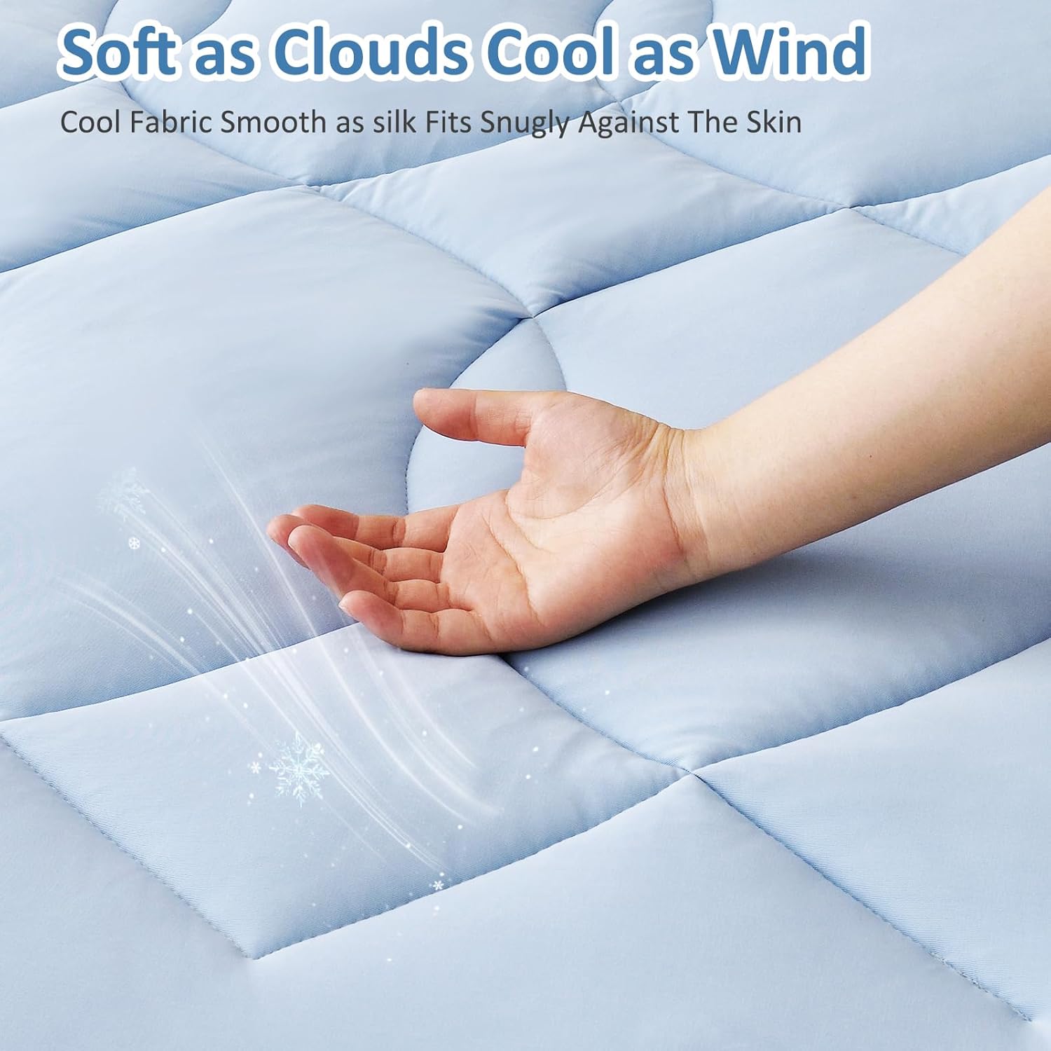 Queen Size Cooling Mattress Pad Waterproof Mattress Topper for Hot Sleepers - Soft Breathable Mattress Cover with 8"-21" Deep Pocket (60×80",Blue)