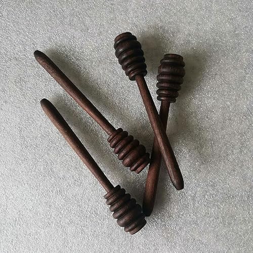 Miniatura 8 de DOITOOL 2 cucharas de miel de madera de nogal negro, palitos de panal de abeja, agitador de miel, varita de miel para tarro de miel, dispensar