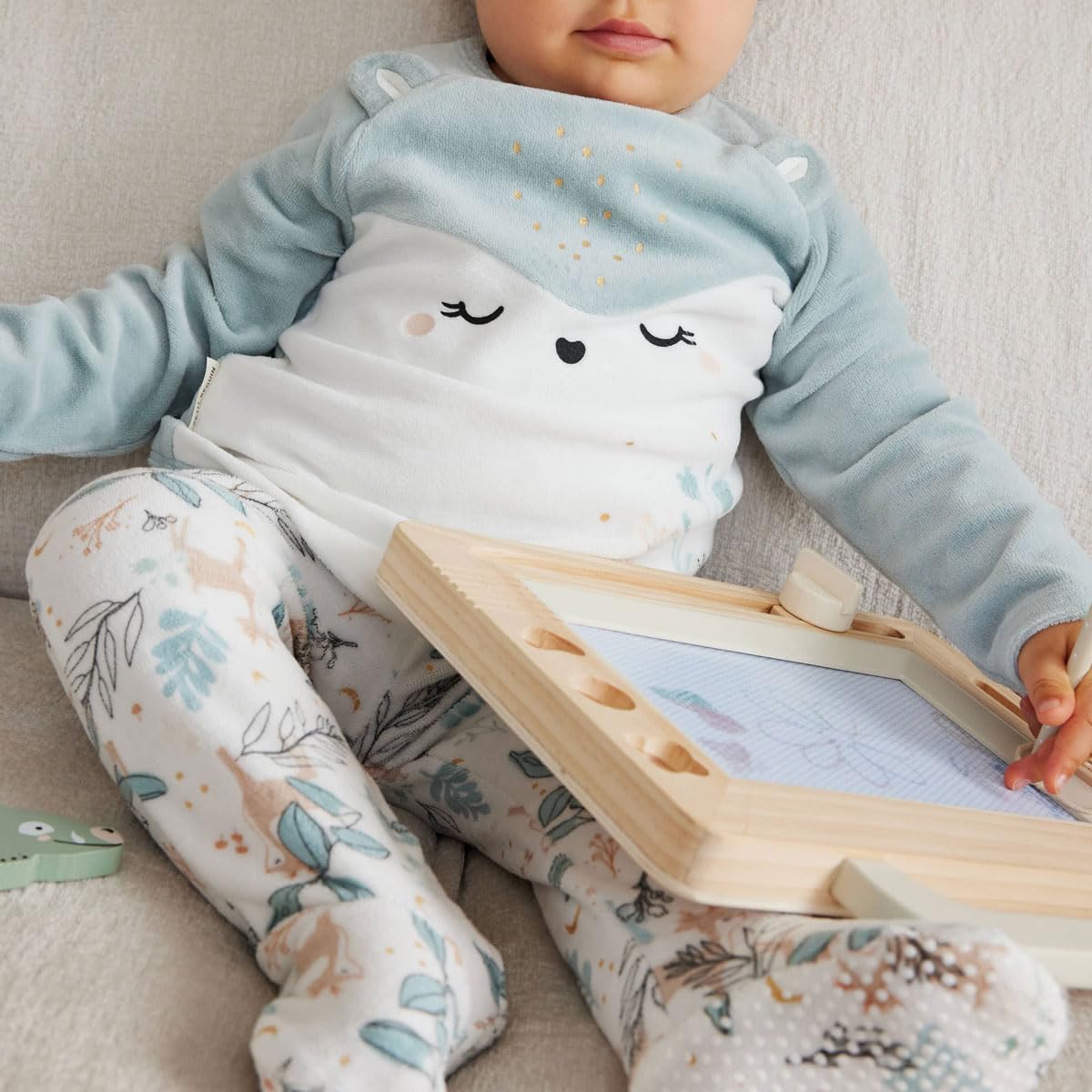 Petit Béguin - Pyjama bébé 2 pièces en Velours avec Pieds Alma
