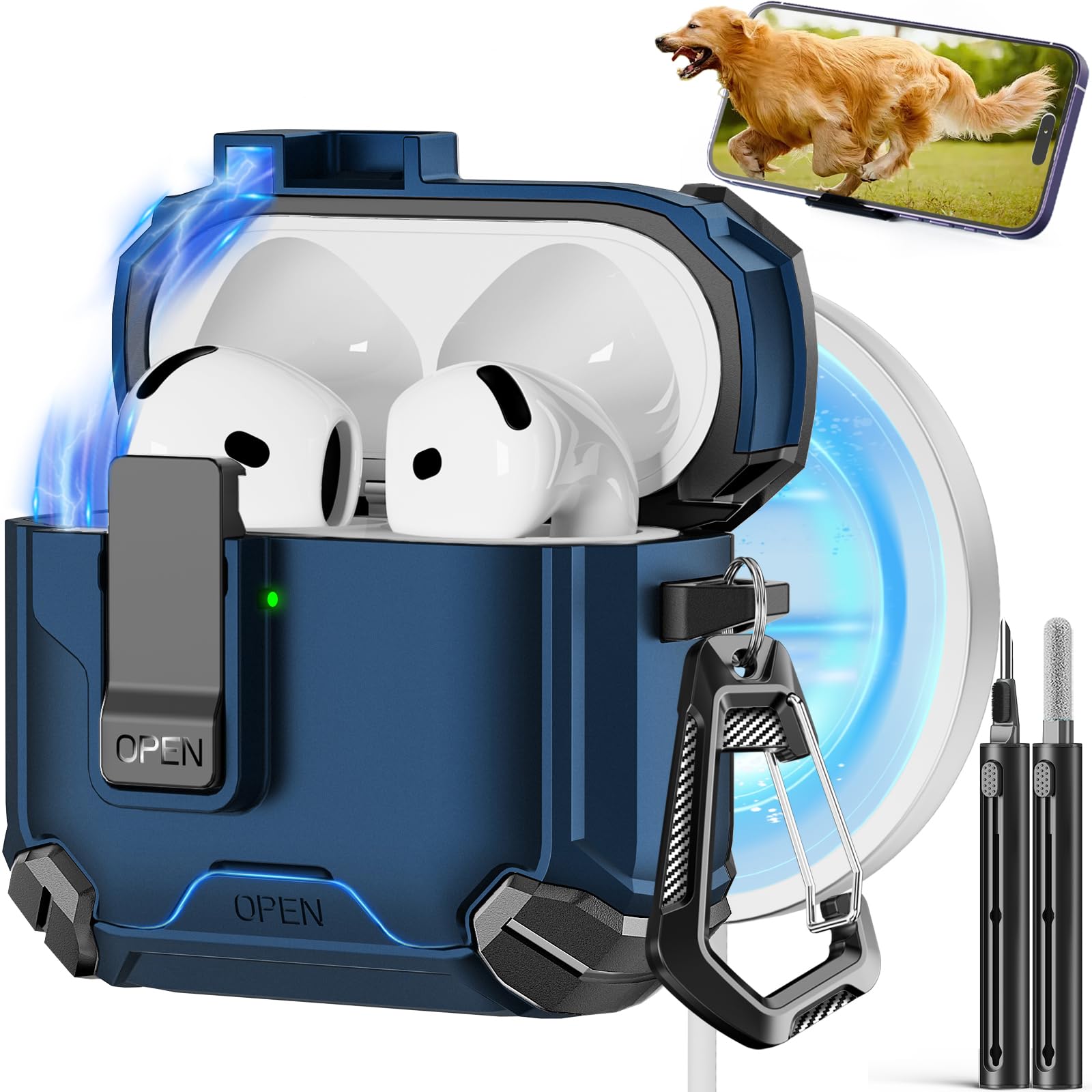 Pohgelan Compatible with AirPods 4 Case (Blue)