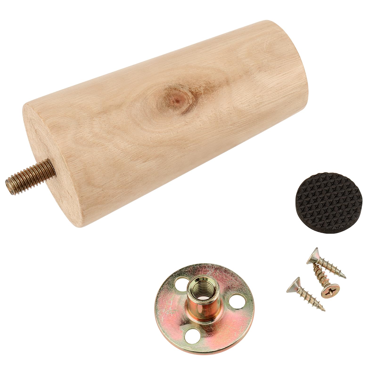 KOHAND 4 Inch Wooden Furniture Leg, 8 Pack Wooden Sofa Legs with Mounting Plates and Screws - Image 4