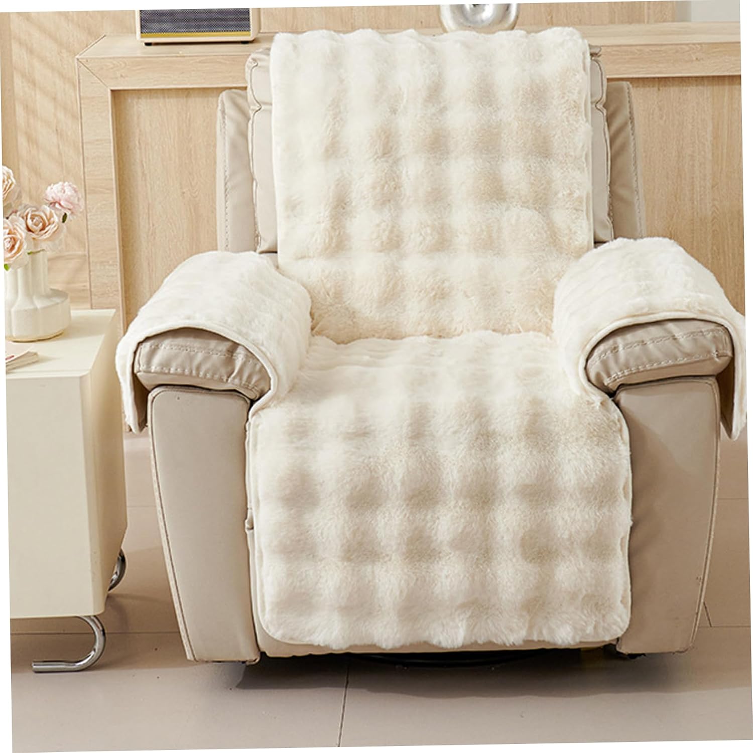 Recliner Chair Covers Plush Soft Warm Washable Armchair Cover Dust & Scratch Resistant Non-Slip Furniture Protectors for Living Room Home, Recliner Chair Covers