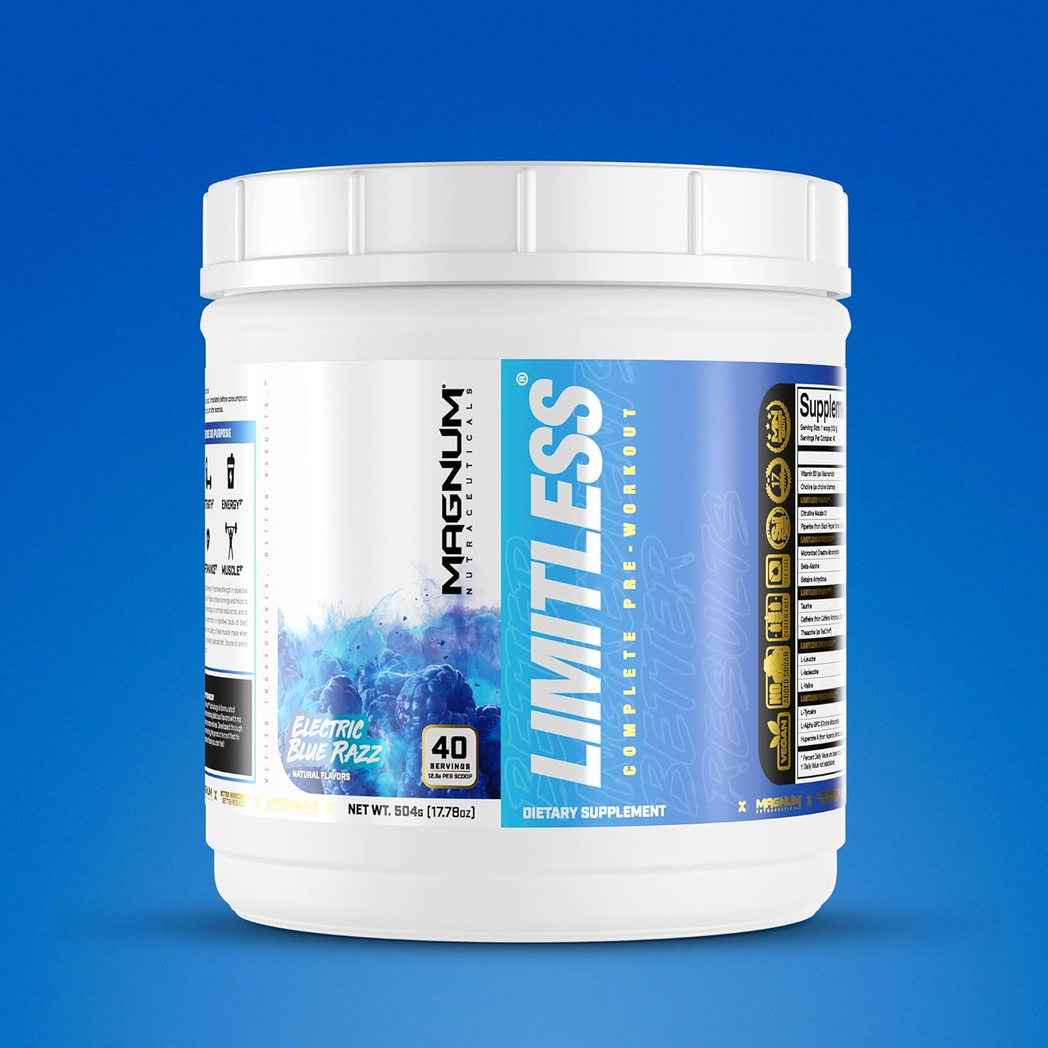 LIMITLESS Magnum Nutraceuticals Premium Quality, Blue Raspberry/Fruit Punch, 504g - Supports Increase Energy, Focus, and Endurance