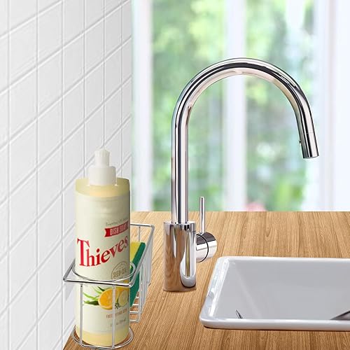 Miniatura 6 de Soporte de esponja 3 en 1 para fregadero de cocina con soporte para cepillo de platos de acero inoxidable para colgar fregadero organizador