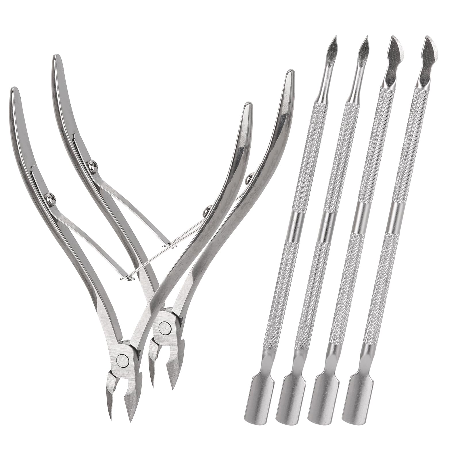 2 Set Cuticle Trimmer with Cuticle Pusher and Cutter, Stainless Steel Manicure Kit for Women Fingernails and Toenails