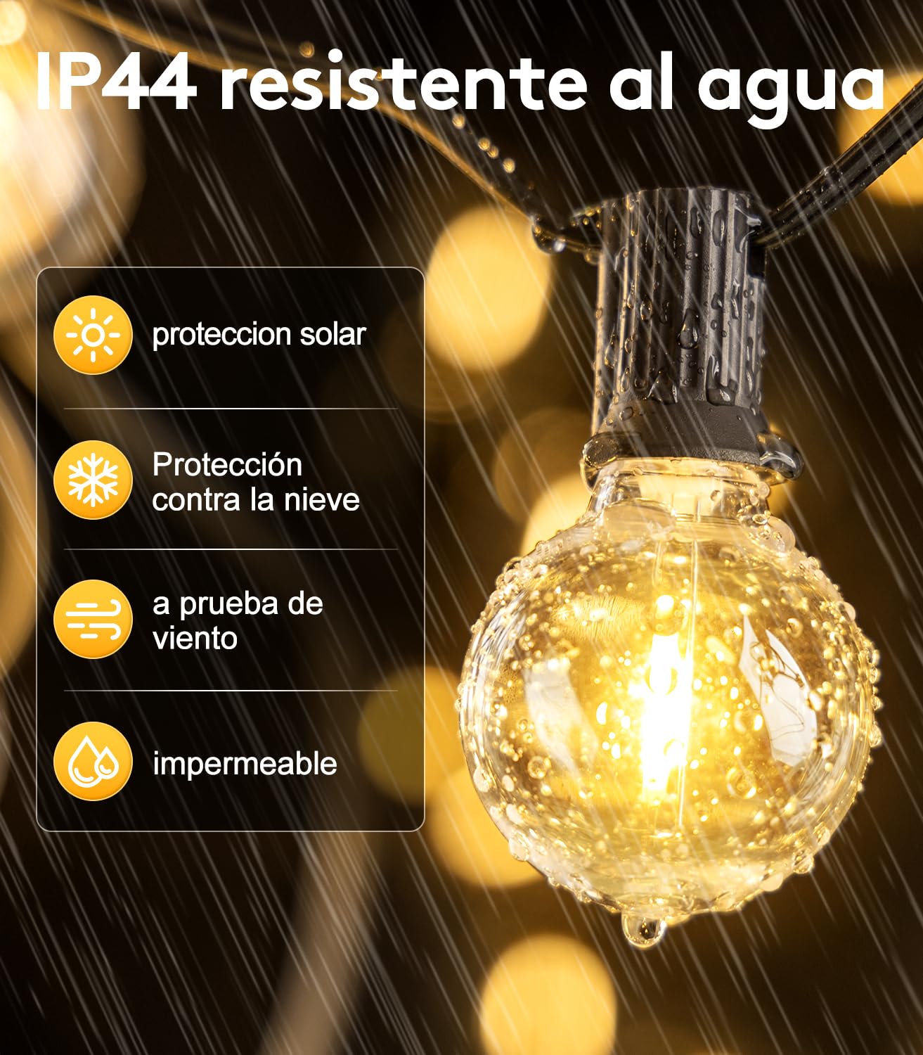 LED Luces Exterior Jardin Guirnalda - Exteriores Guirnaldas 30M G40 100ft Bombillas Luz para Terraza Decoracion Patio Decorativas Iluminacion Cadena Outdoor Lights Garden Impermeable