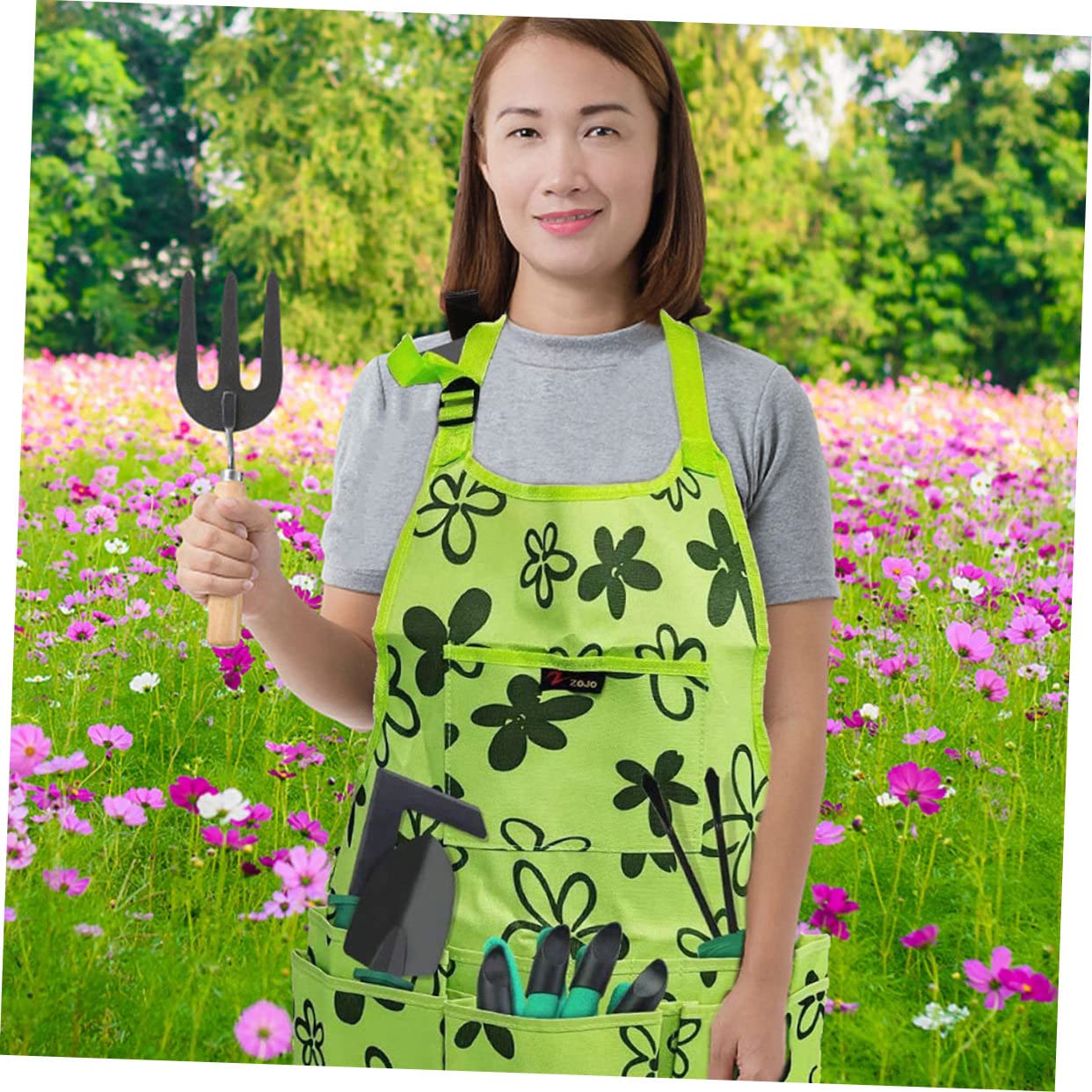 Cabilock Oxford Cloth Waterproof Apron Pockets Lightweight Easy to Carry for Gardening Cooking and Crafting