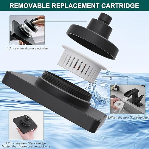 Miniatura 3 de Hoimpro Cabezal de ducha filtrado de alta presión de 6 pulgadas para agua dura para eliminar el cloro y sustancias nocivas, filtro de repuesto