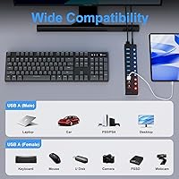 Vista 6 de Powered USB Hub, 10-Port USB Splitter Hub (7 Faster Data Transfer Ports+ 3 Smart Charging Port) with Individual LED On/Off Switches and 12V/3A Power