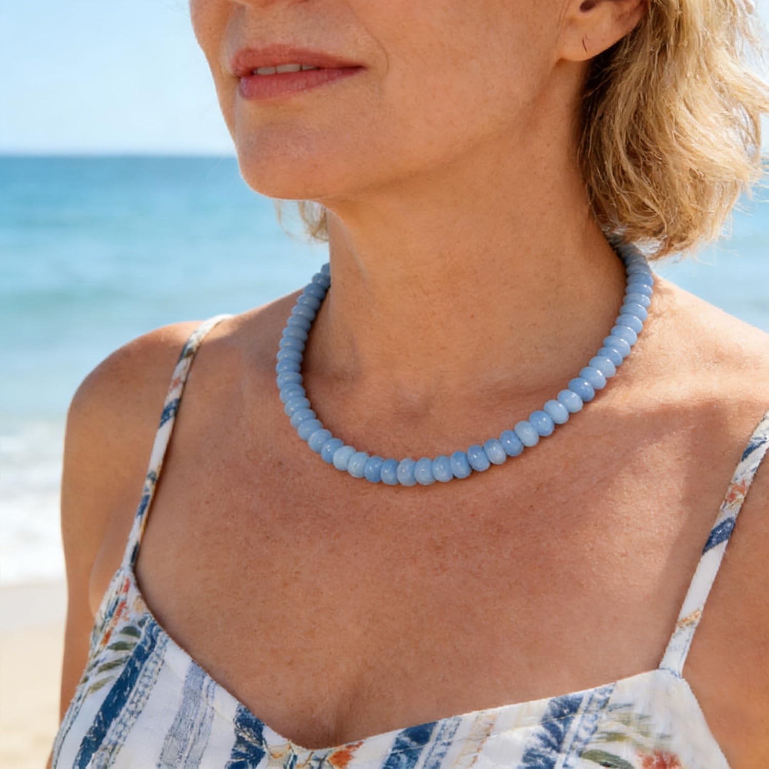 Beaded Necklace for Women,Natural Gemstone Necklace for Women,Colorful Bead Choker Necklace Handmade Surfer Beach Necklace Trendy Jewelry Gift for Women - Image 5