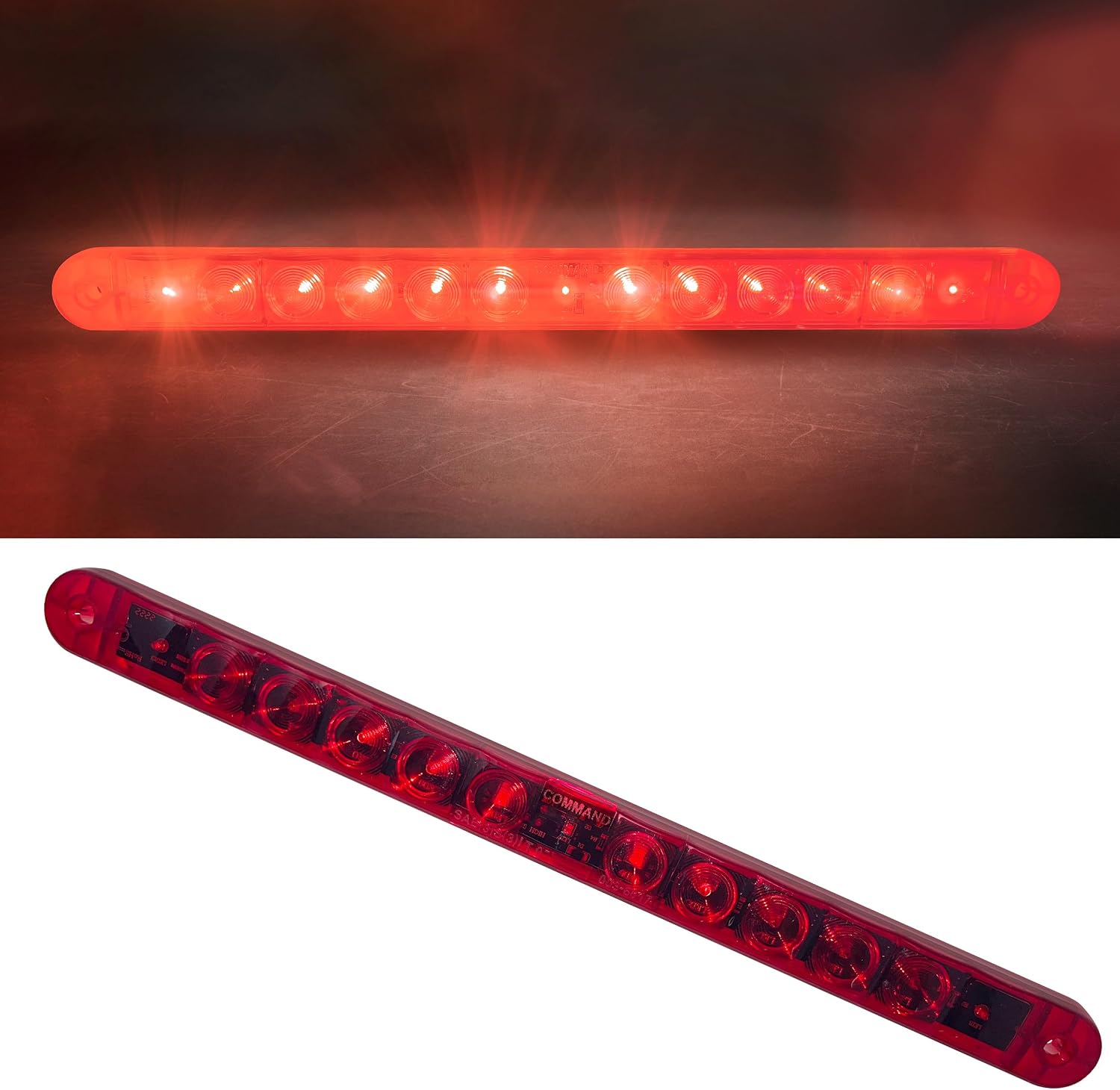 Command Electronics 12V LED Surface Mount Clearance Brake Turn Tail Light - OEM RV & Trailer Light - Sealed Polycarbonate Lens - CSA Certified US/Canada - Hardware & Connectors Included | Red (1 Pack)