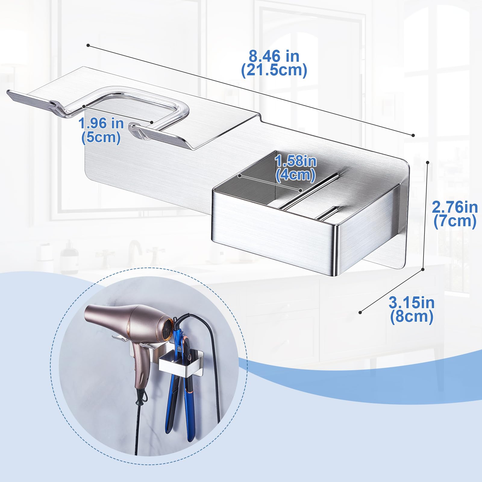 Support Seche Cheveux Porte Seche Cheveux Mural Support Seche Cheveux Et Lisseur Pour Rangement Brosse A Cheveux Hair Dryer Lisseur Pour Salle Noir 87856176