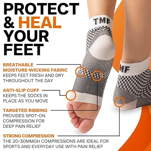 Miniatura 3 de Calcetines para fascitis plantar con manga de pie y calcetines de compresión alivio de la fascitis plantar - Soporte de tobillo y arco y mujeres