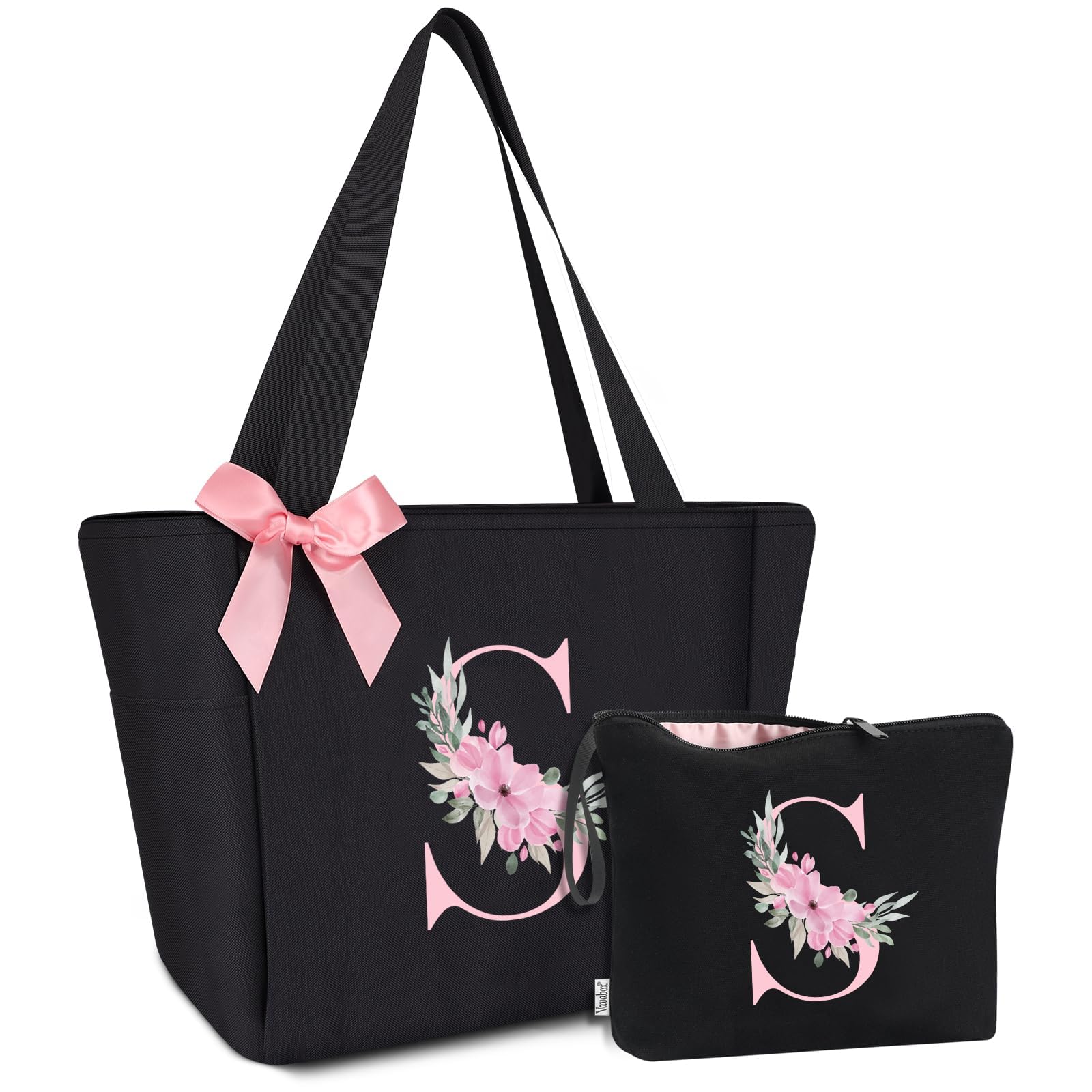 Vavabox Borsa tote personalizzata con iniziali dalla A alla Z, regalo impermeabile per donne, damigelle, mamma, insegnanti, amici