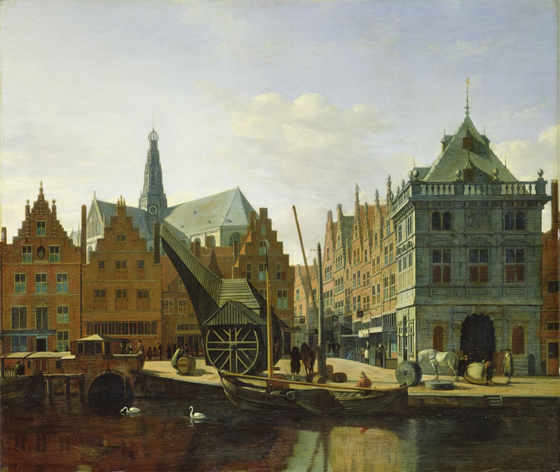 Affiche Impression Toile Vue de la Spaarne à Haarlem 60x90cm Berckheyde