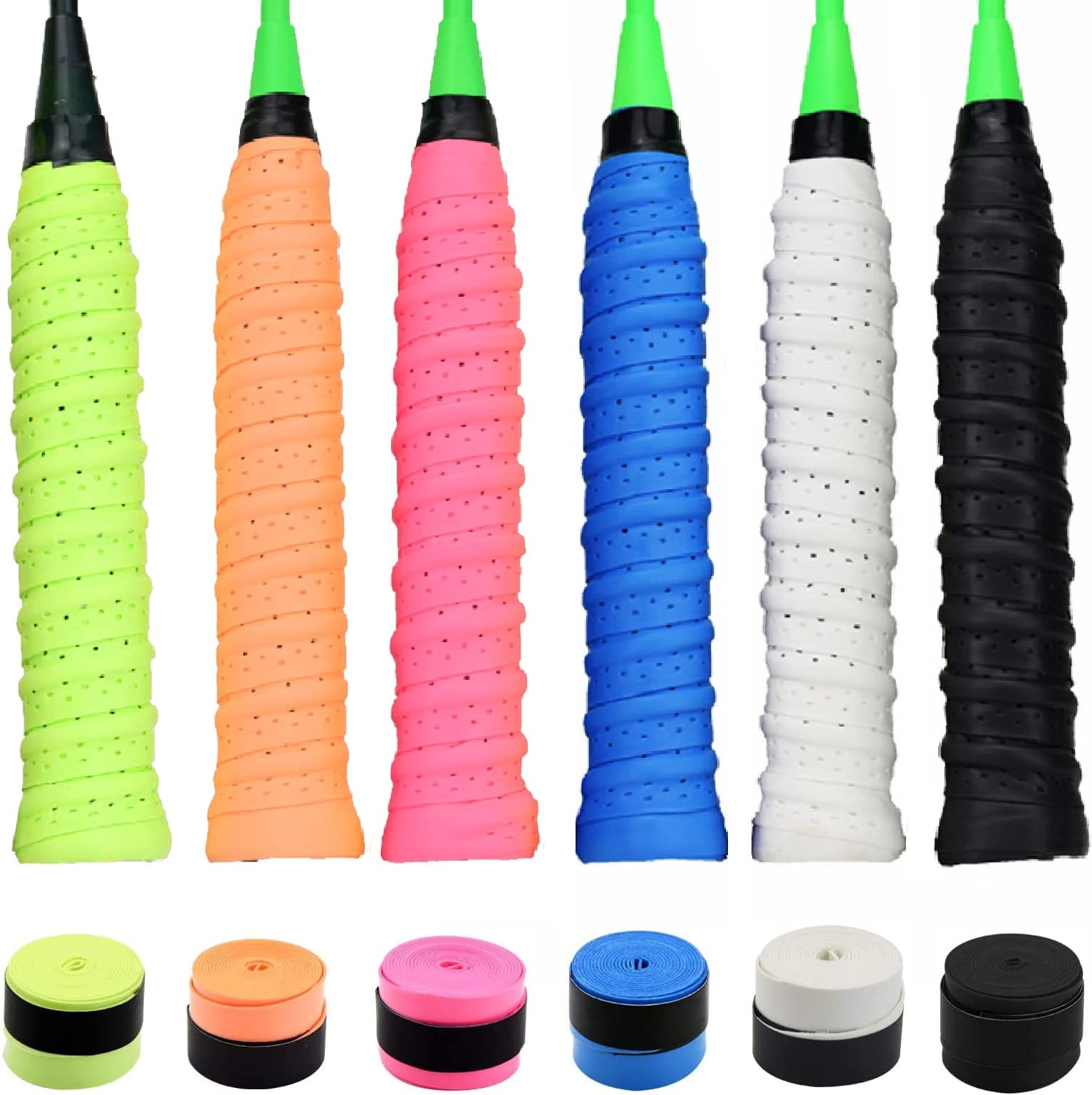 sukevitorRacquet Grip, 6 Pack Tennis Racket Grip Super Absorbent Badminton Racket Grip Squash Racket Grip Tape, Self-adhesive Racket Grip Tape…