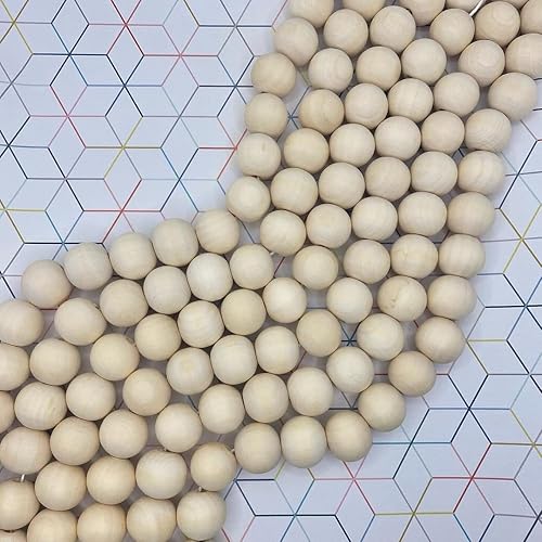 Miniatura 7 de Cuentas de madera de 0.98 pulgadas, 150 cuentas de madera natural grandes a granel para manualidades, bola redonda sin terminar cuentas espaciadoras