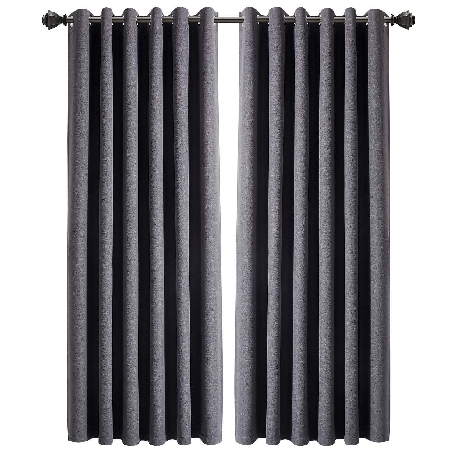 INSPIRE HOMEWARE 100% Blackout Curtains for Bedroom 90x90 charcoal Linen Curtains Super Soft & Energy Saving Thermal Insulated Eyelet Curtain 2 panels with Matching Tiebacks