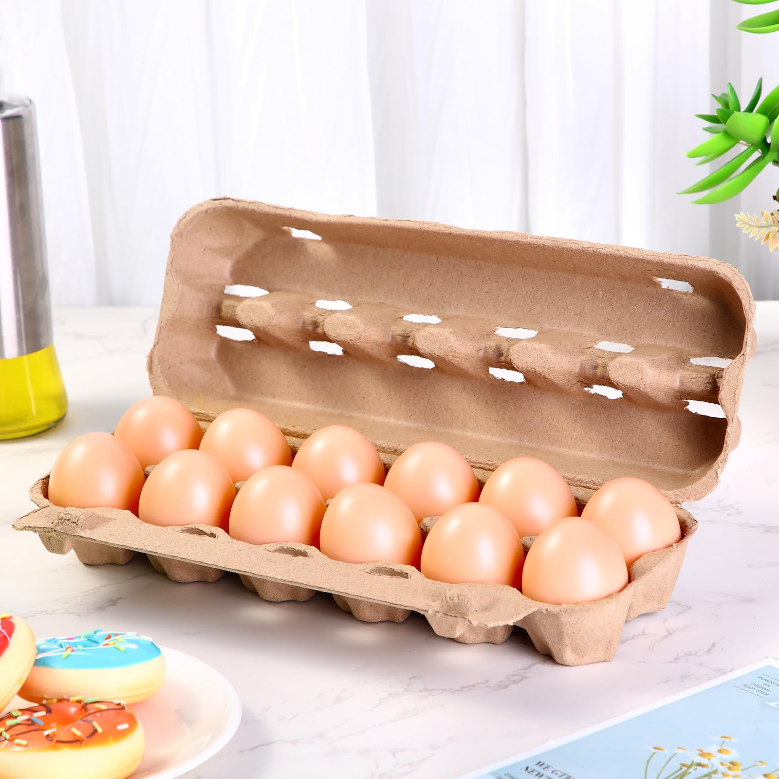 Zhanmai 100 cajas de huevos con ventilación de aire a granel con capacidad para hasta 12 huevos, fuerte y resistente, material de cartón de pulpa natural, caja de huevos