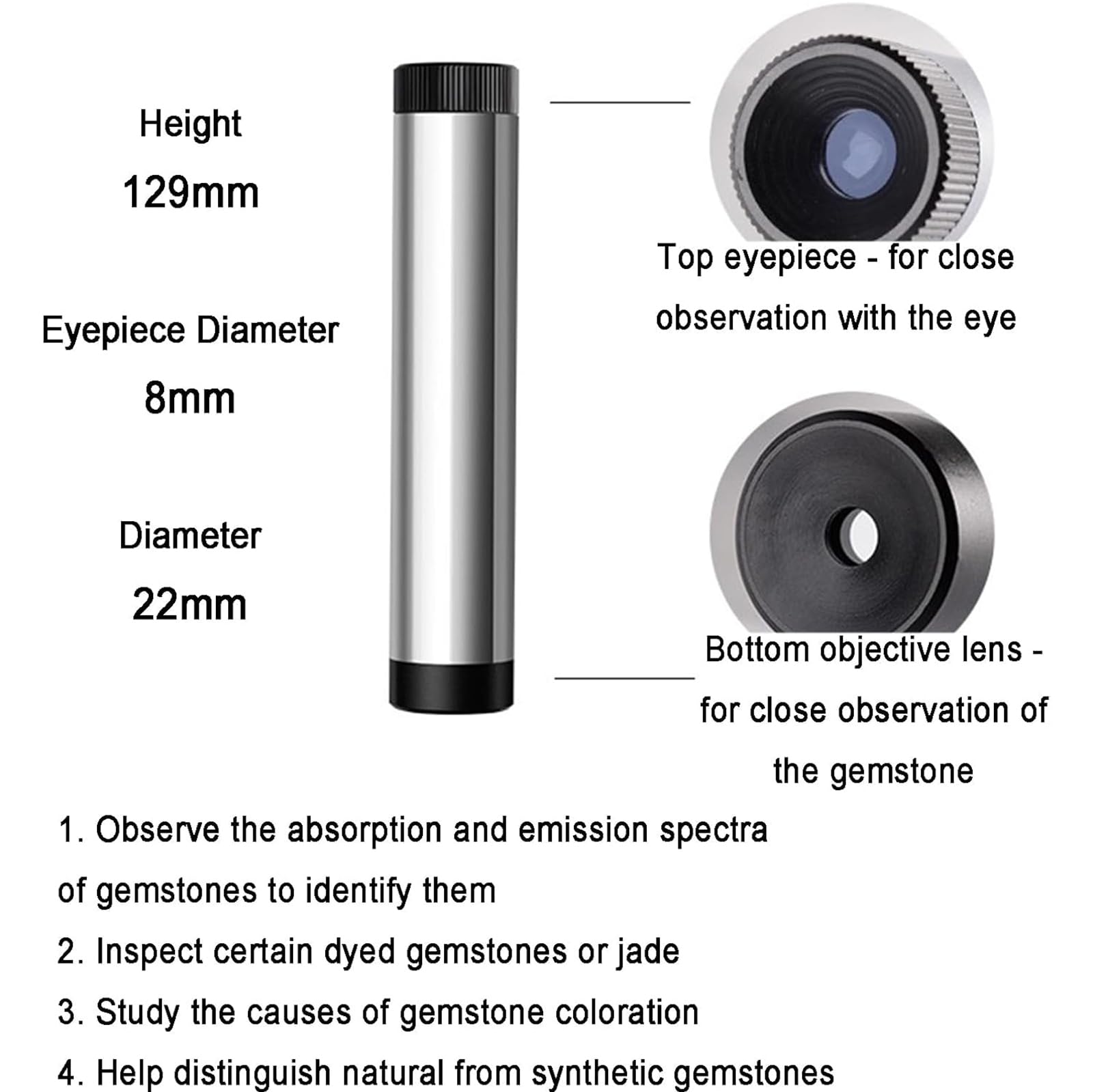 Spectroscope De Diffraction Portable Zayuzo, Spectroscope À Prisme À Spectre Complet Avec Oculaire De 8 Mm, Performance Optique Claire, Identification Rapide Des Pierres Précieuses Pour Les Antiquités