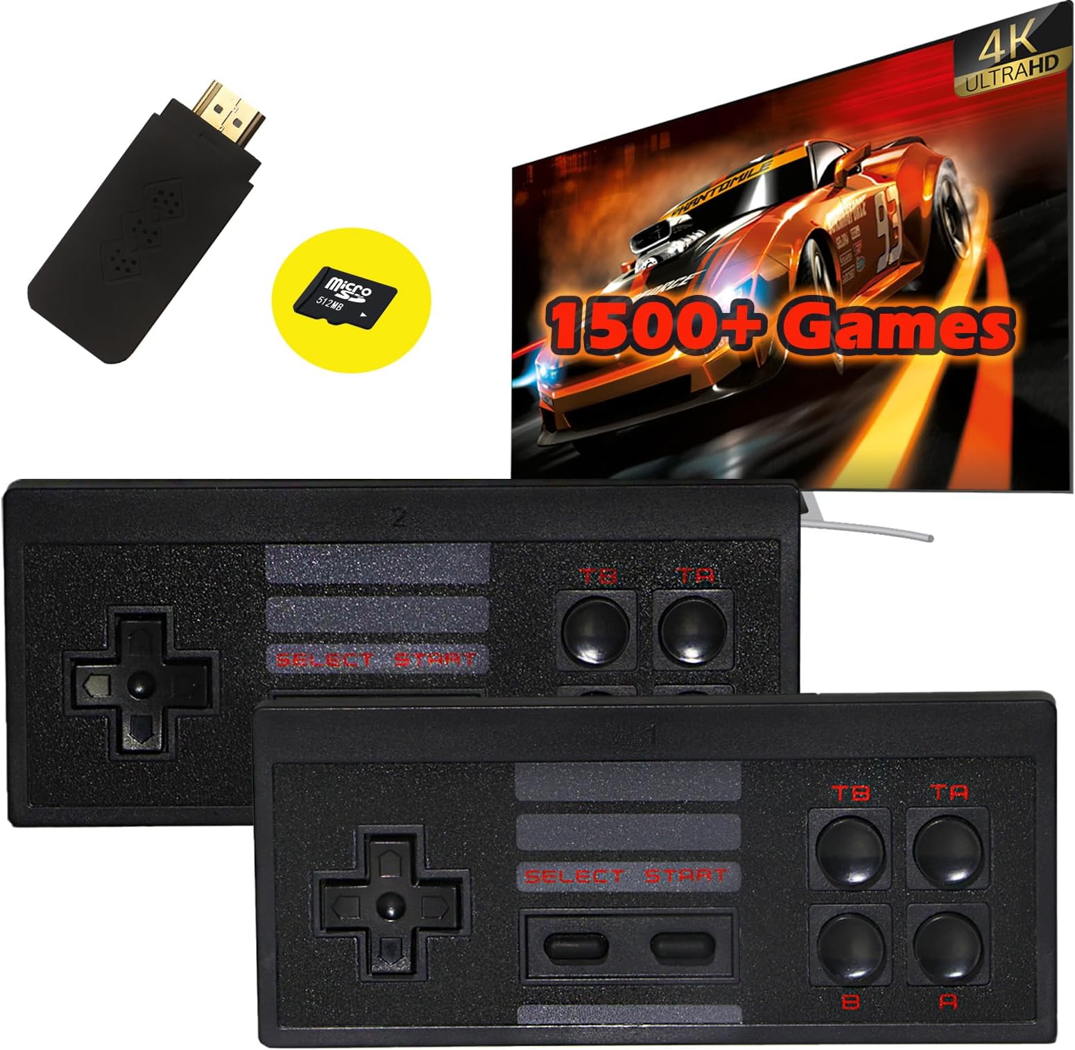 Anyando Wireless Retro Video Game Console with 1500+ Classic Video Games, 1080P Plug and Play Video Handheld Game Console, HDMI Output for TV with Dual 2.4G Wireless Controllers