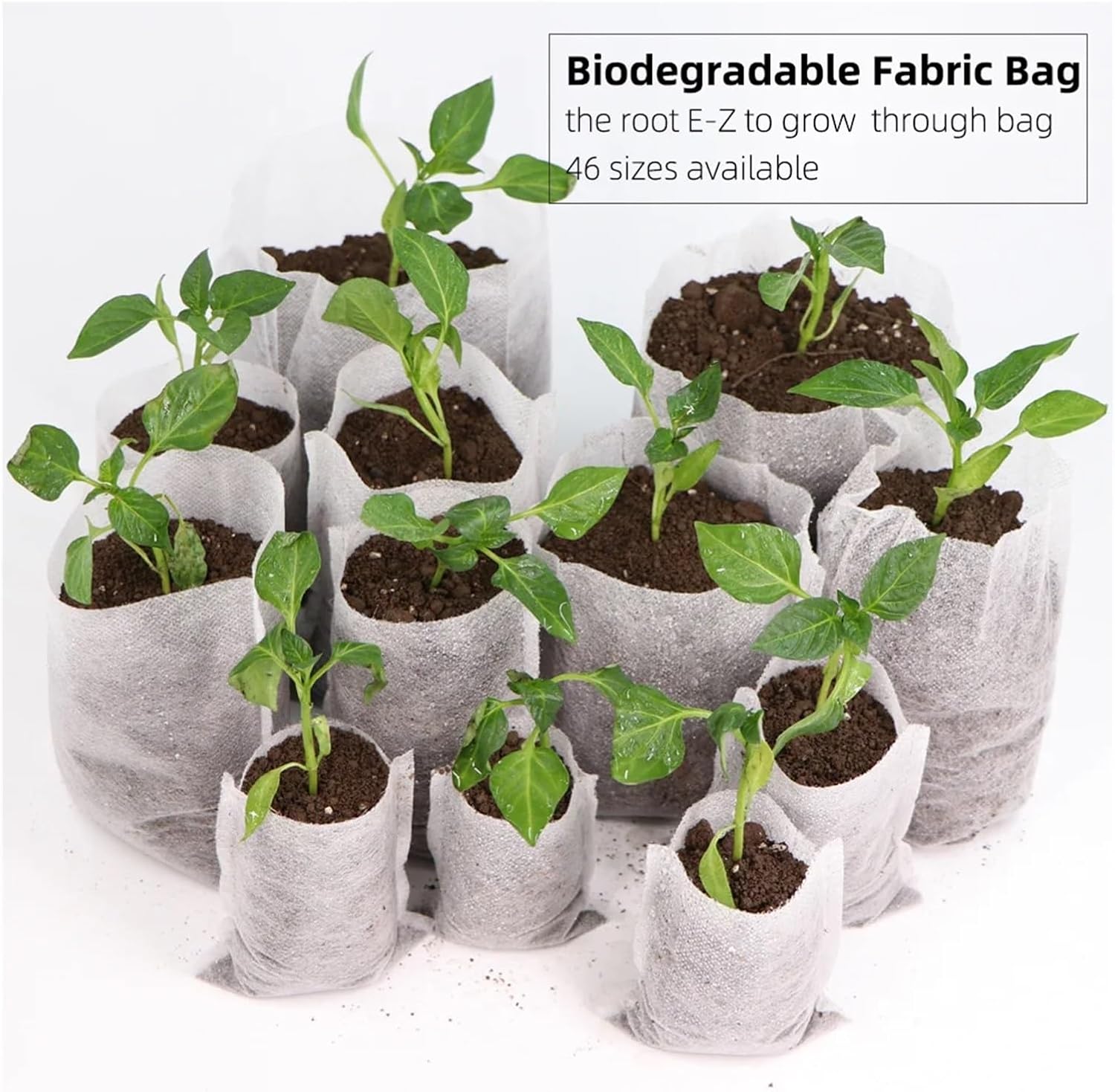 50/100PCS Plant Nursery Bags Non-Woven Fabric Seedling Pouch Grow Bag Pots Flowers Fruit Tree Seed Seedling Starting (Color : White, Size : 16x18cm (100pcs))