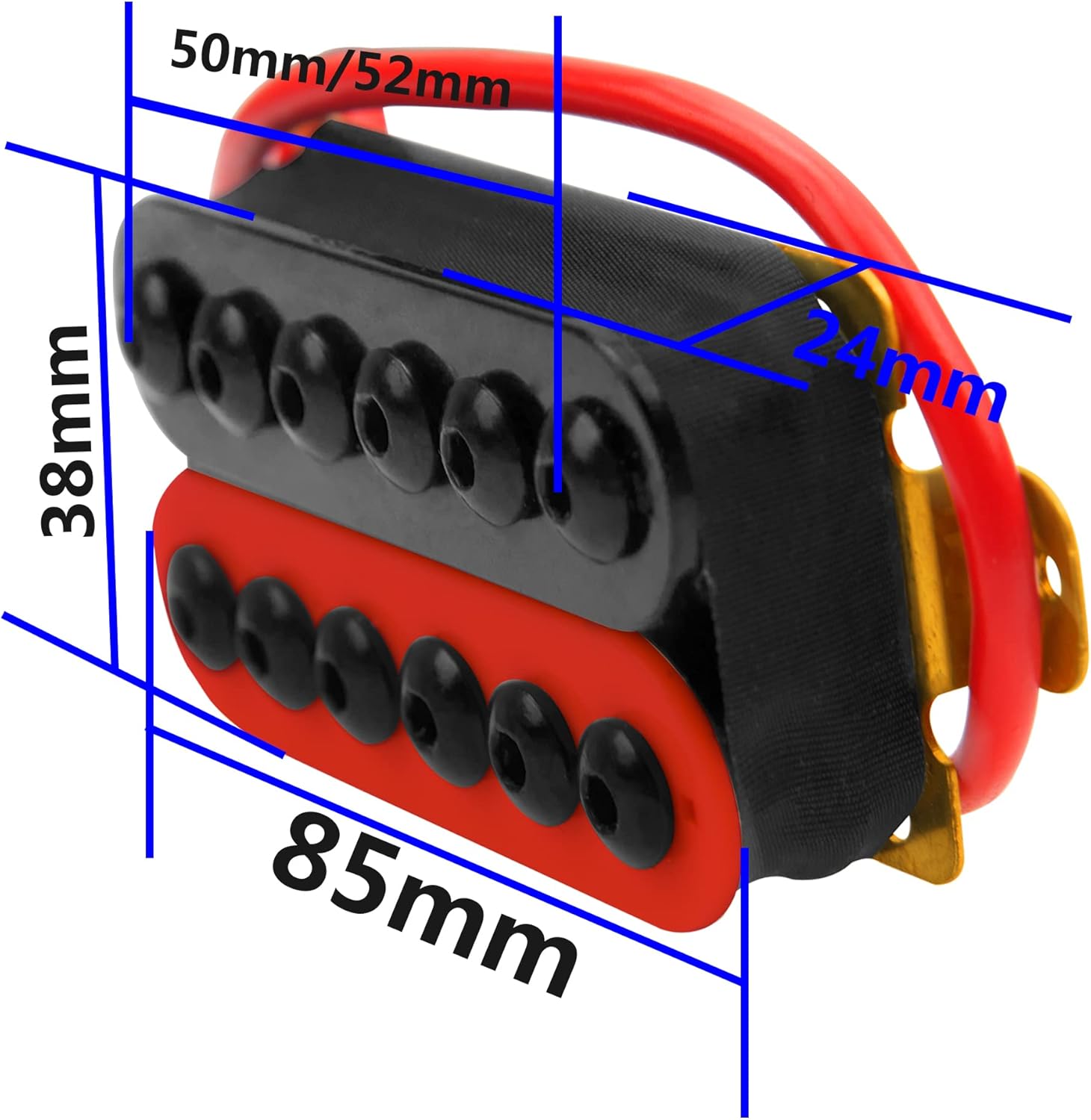 2Pcs Yootones Adjustable Electric Guitar Humbucker Double Coil Pickup Neck 50mm Bridge 52mm Compatible with ST SQ LP Guitar Instrument (Red Black)