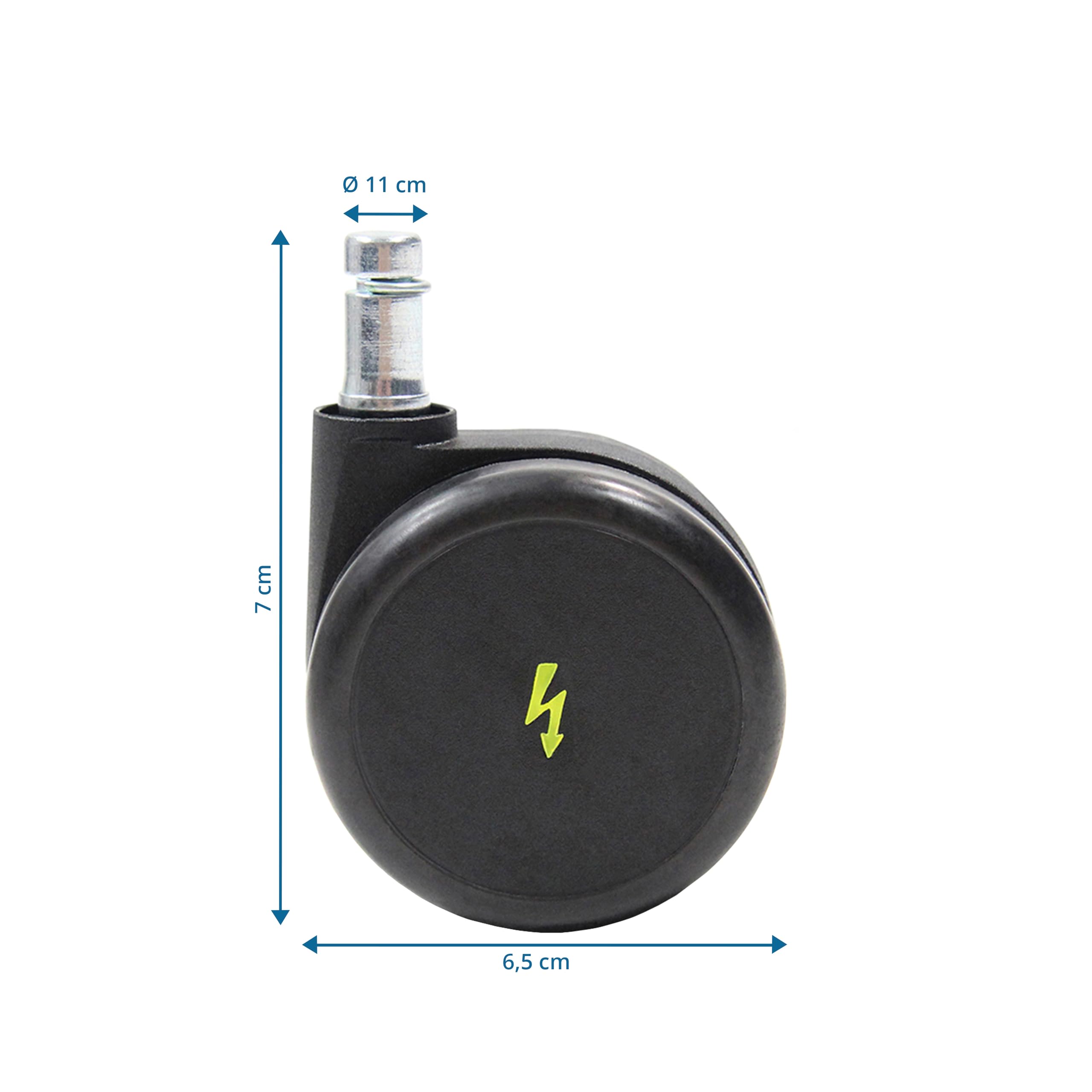 hjh OFFICE 619046 Ruedas para Sillas ROLO ESD 11x65 mm, Suelos duros, Eléctricamente Conductivas