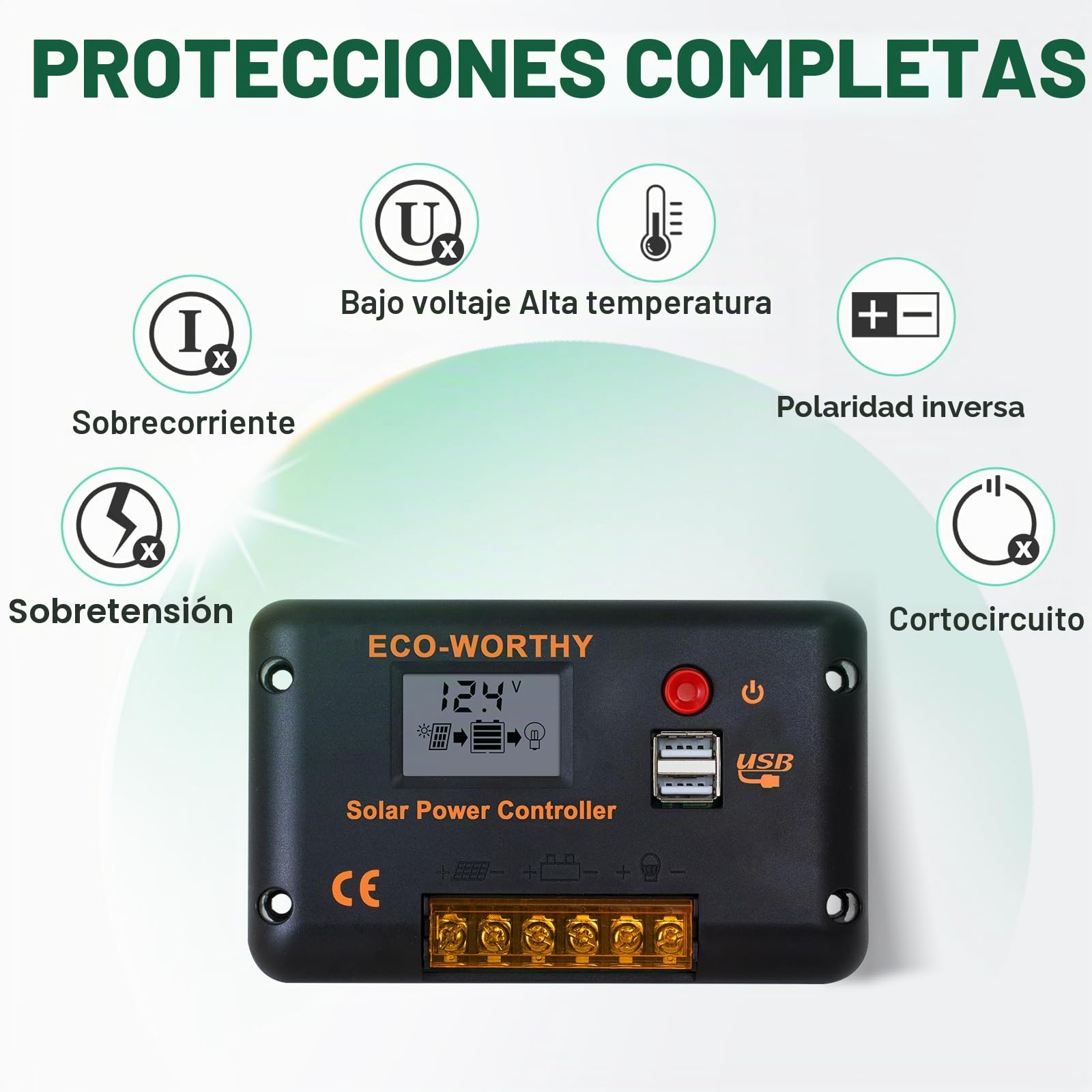 ECO-WORTHY - Kit de panel solar flexible (260 W, 12 V, sistema fuera de la red: 2 paneles solares flexibles 130 W, 30 A, pantalla LCD + 5 m, cable solar para caravana, autocaravana, barco, cabina