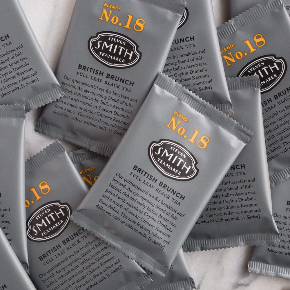 British Brunch No. 18 - Assam, Ceylon & China Black Tea | Caffeinated Full Leaf English Breakfast Black Tea (100 Sachets)