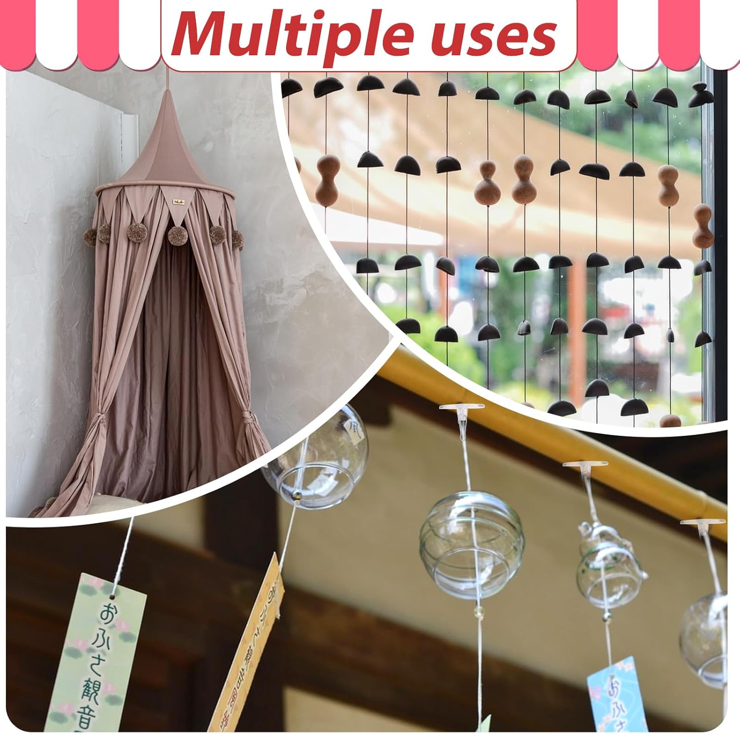 100 Pack Ceiling Hooks Adhesive Removable Transparent Wall Hanger with Hooks, 0.79” Small Disc Sticky Ceiling Hooks for Festival Wedding Halloween Christmas Party Decor