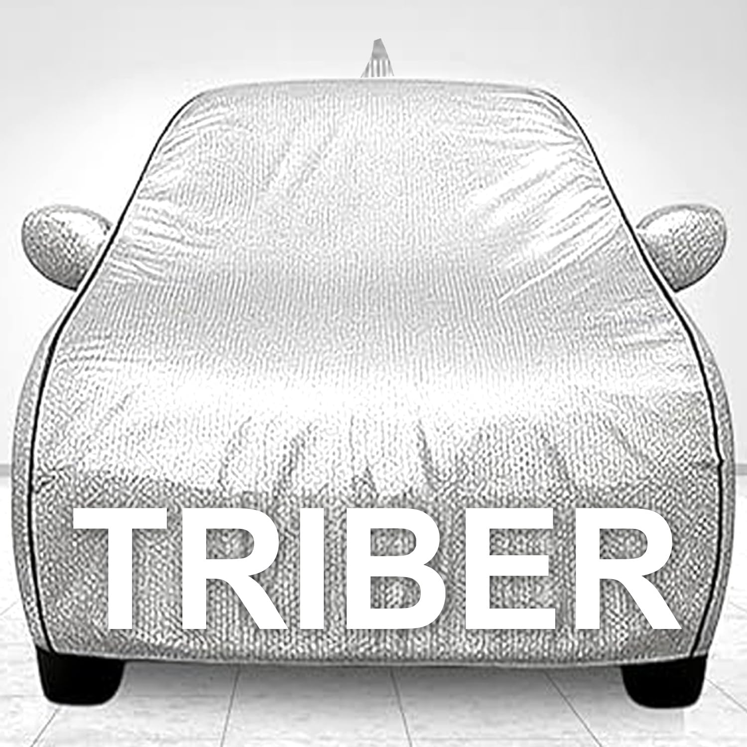 Waterproof Car Body Cover for Renault Triber - Dust & UV Proof with Mirror Pocket and Soft Cotton Lining (Bottom Elastic & Triple Stitched) - Military Camouflage Design Silver