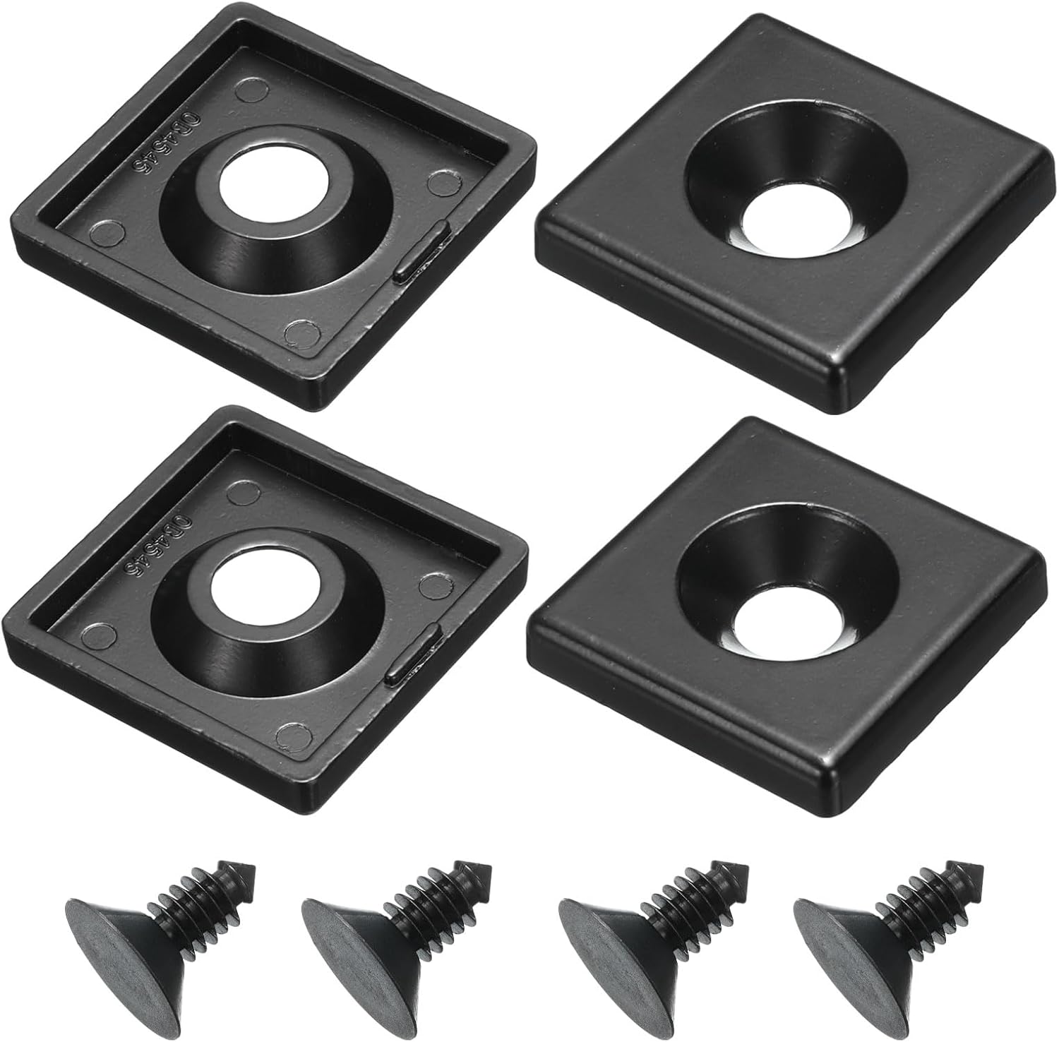 MECCANIXITY 4Pcs 4545 EU Standard T-Slot 12.5mm Hole Dia Aluminum Extrusion End Cap 45x45mm/1.77x1.77in Black for Fish Tank Rack, Storage Rack with Push-in Fastener