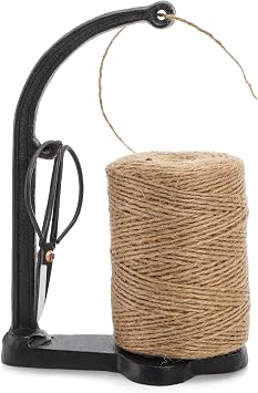 Tosnail Vintage Twine Holder, Cast Iron Decorative Rope Holder, Rustic String Dispenser with Scissors and Jute Twine Roll for Crafts, Kitchen and Home, Garden and Greenhouse Decoration