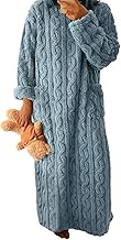 Trafagala Pink Fleece Women'S Robes Nightwear Fluffy Cotton Ladies Dressing Gowns Womens Housecoat Plus Size Fleece Dressing Gown Soft Bathrobe Full Length