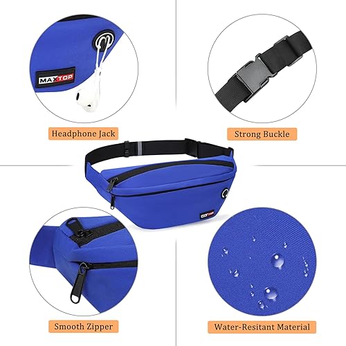 Miniatura 4 de MAXTOP - Cangurera cruzada y grande con 4 bolsillos con cremallera, para deportes, festivales, entrenamientos, viajes, salir a correr y uso casual,