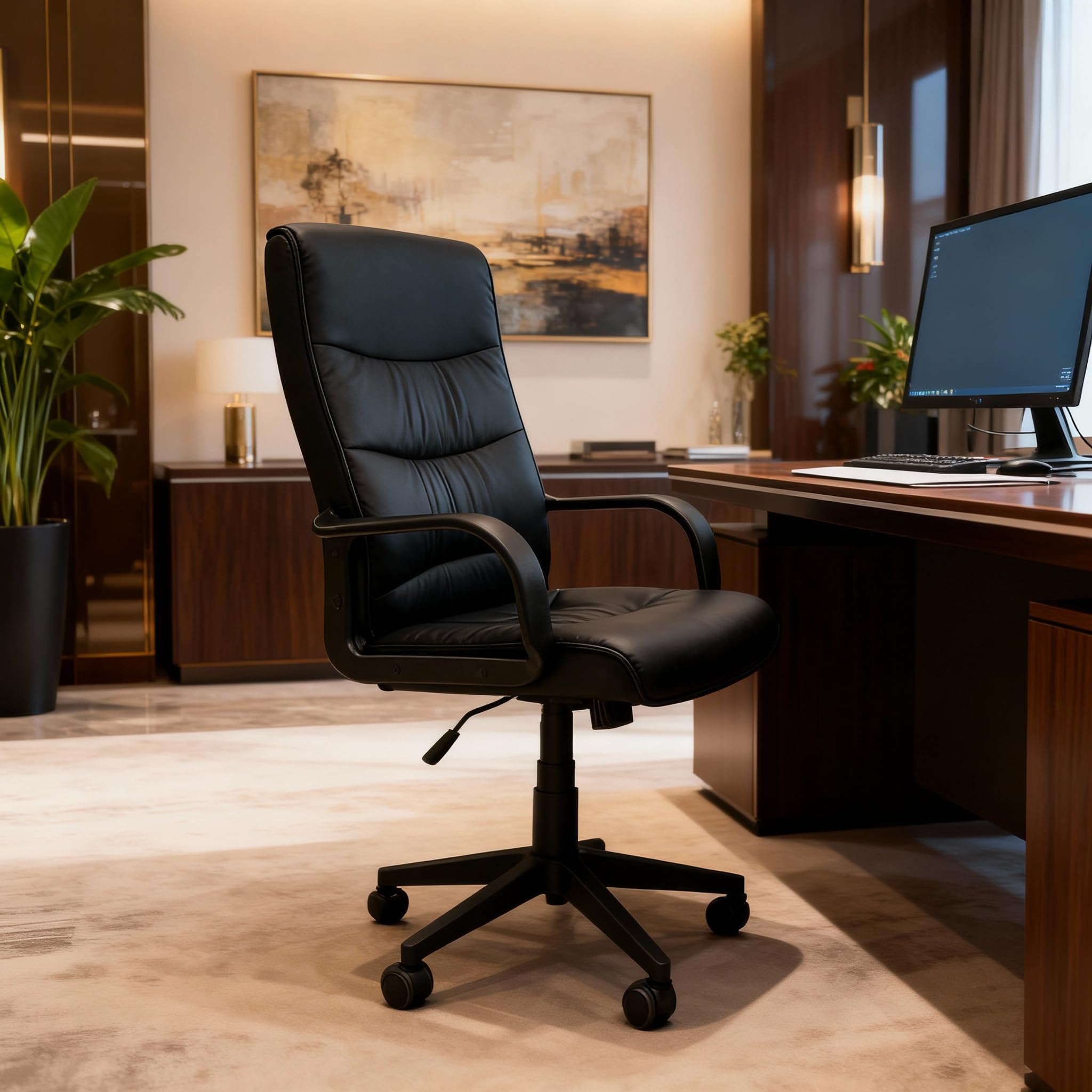 Generico Poltrona executive in ecopelle nera reclinabile e regolabile in altezza
