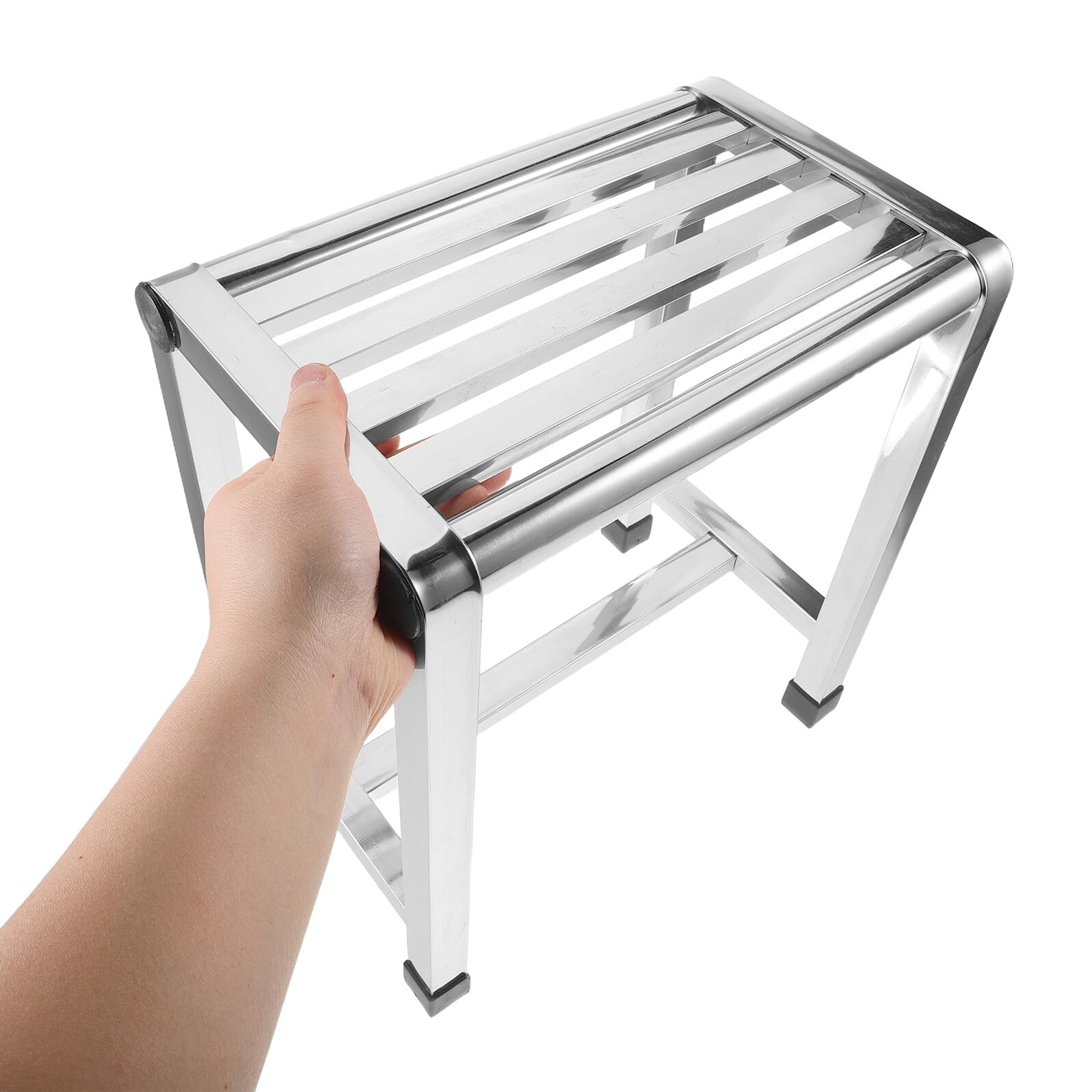 ERINGOGO Sgabello da Bagno in Acciaio Inox Spesso 31x20x35 Cm, Panca Antiscivolo per Doccia e Vasca, Sedile Compatto Multiuso per Anziani, e Supporto per Igiene Quotidiana