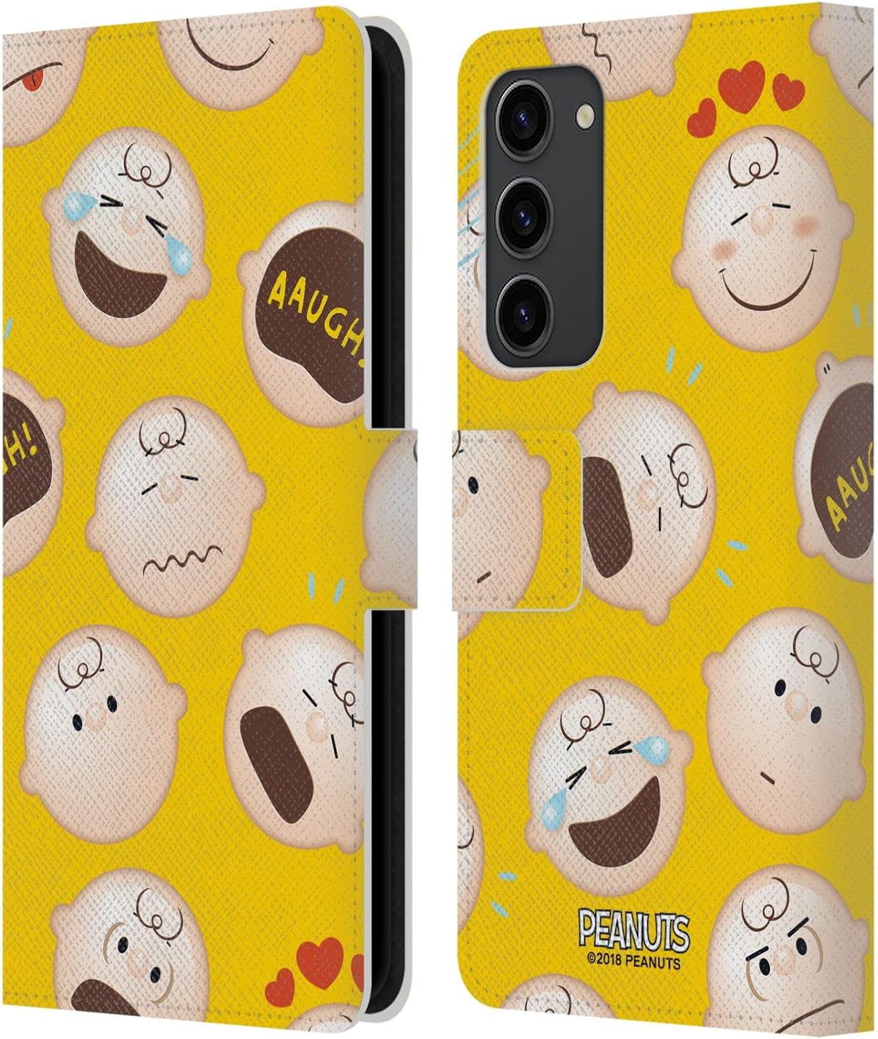 Head Case Designs Officially Licensed Peanuts Charlie Brown Character Patterns Leather Wallet Case Compatible with Samsung Galaxy S23+ 5G