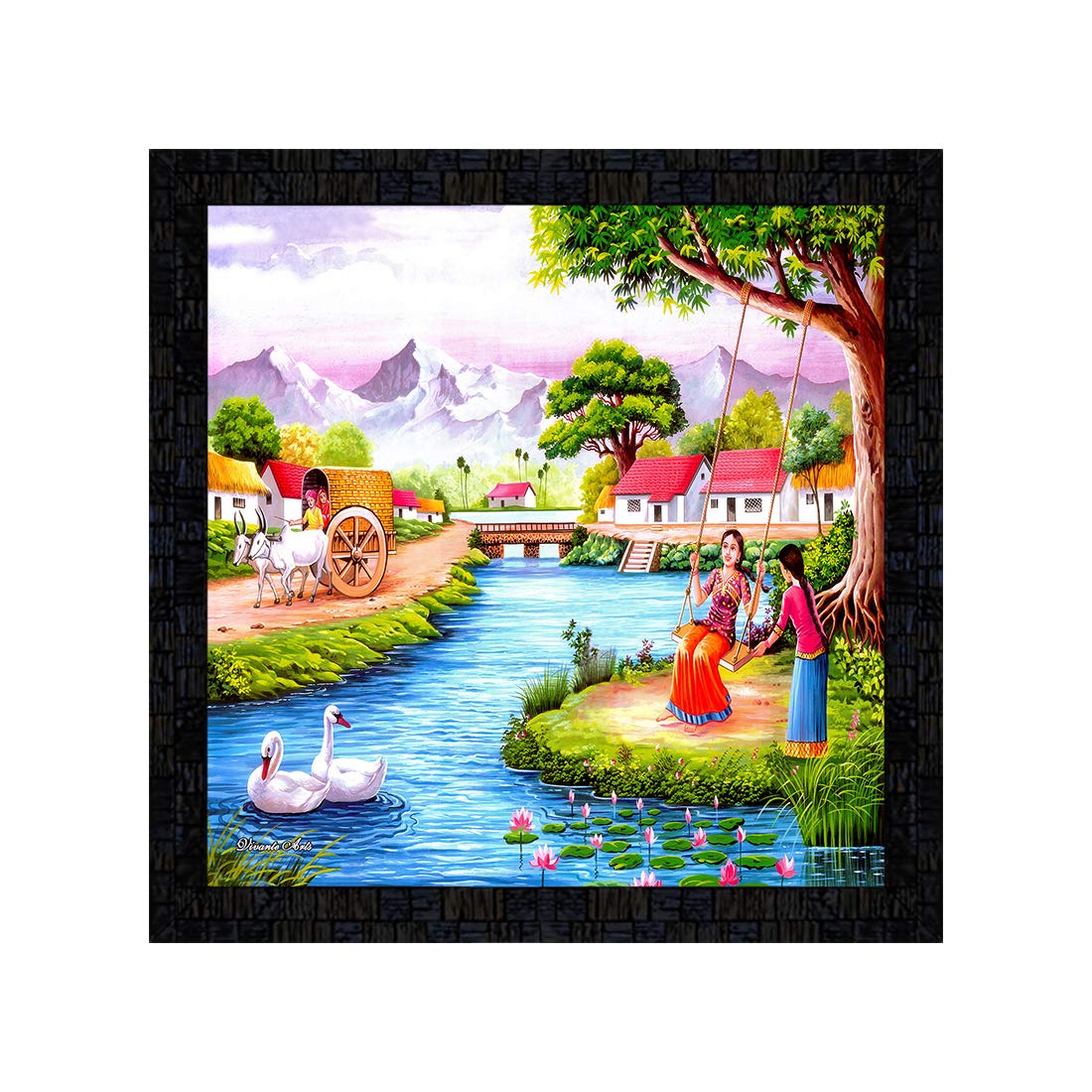 PnF Framed Poster of Hand Painting Landscape Scenery Art Paintings