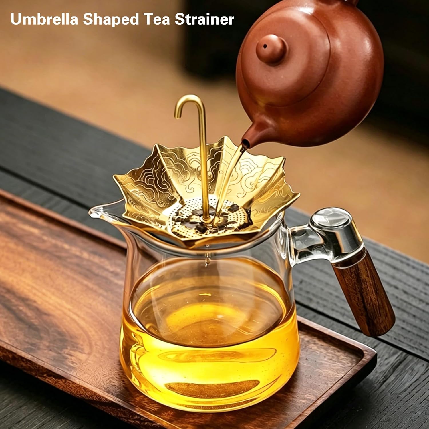 Umbrella Shaped Tea Strainer for Loose Leaf Tea (Silver)