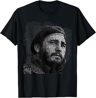 Distractful Fidel Castro T-Shirt - Black, Unisex, Adult, Modern, Cuban Revolutionary, Short Sleeve, T-Shirt, Casual, People, Size: Small
