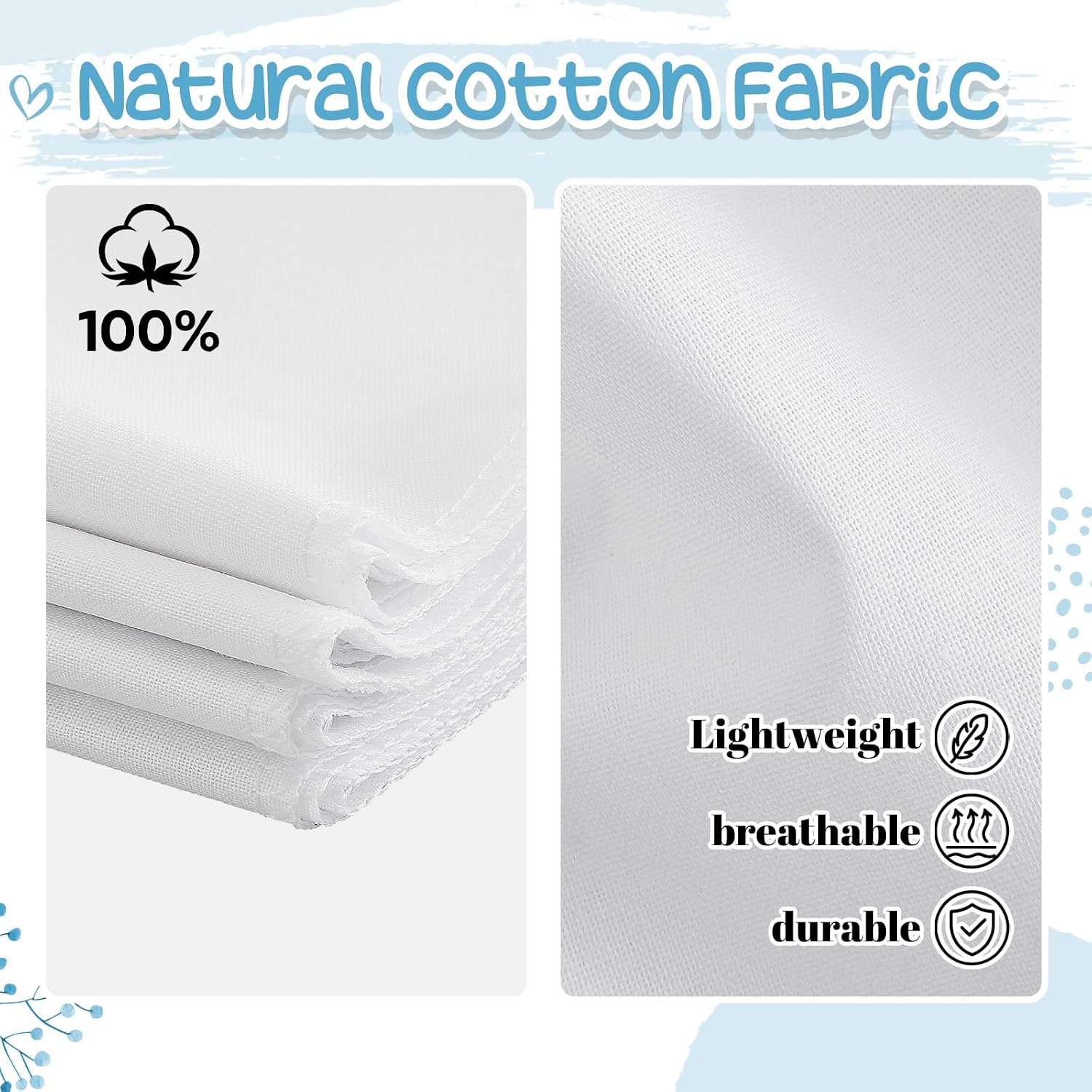 HunnmingRe 4 Pcs Pure Cotton Pressing Cloth for Ironing 24 x 24 Inch Fabric Press Clothing Sewing and Ironing Sheer Fabric Protector Press Tool
