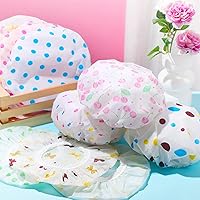 Vista 4 de Gorros de ducha impermeables para mujer, 20 unidades, de plástico surtido, reutilizables, para baño, salón, banda elástica, gorras de baño