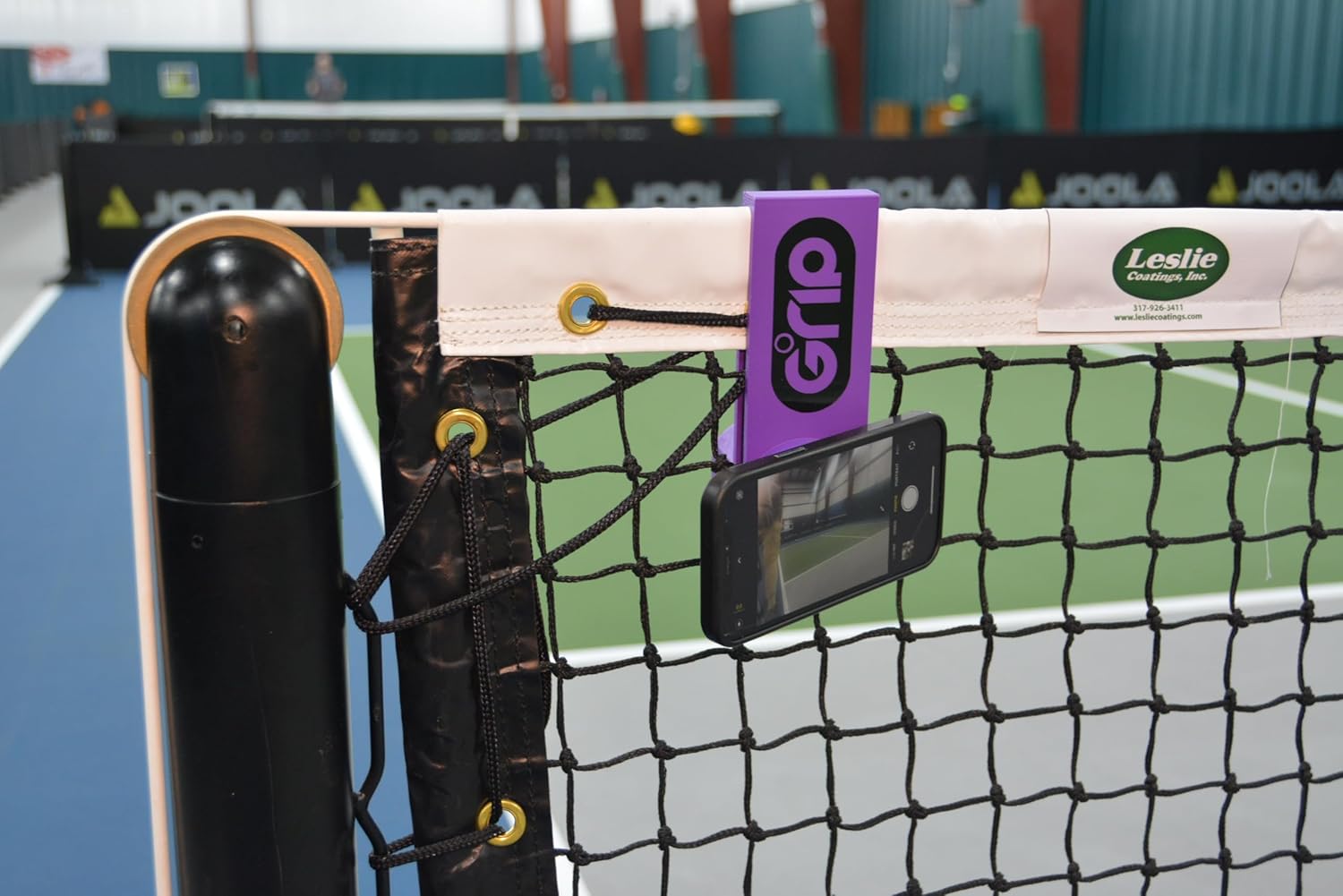 oGRIP PicklView by OGRIPNGO LLC Phone Holder, Pickleball Net Mount, Dual-Sided Mobile Device Attachment, Portrait/Landscape Compatible, Purple