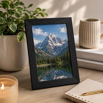 1 X Black colour Acrylic/plastic Front Free Standing/Wall Mounted photo frames - 6 x 4 to A4 Size Perfect for Gift Wall Art Gallery Home Decor (6x4)