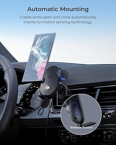 Miniatura 2 de iOttie Auto Sense 2 - Soporte para teléfono con ventilación de aire con carga inalámbrica Qi, soporte de teléfono con sujeción automática para