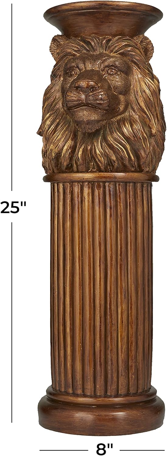 Polystone Horse Pedestal Table - Brown Decorative Display Stand, 7.5x9x24.6 Inches