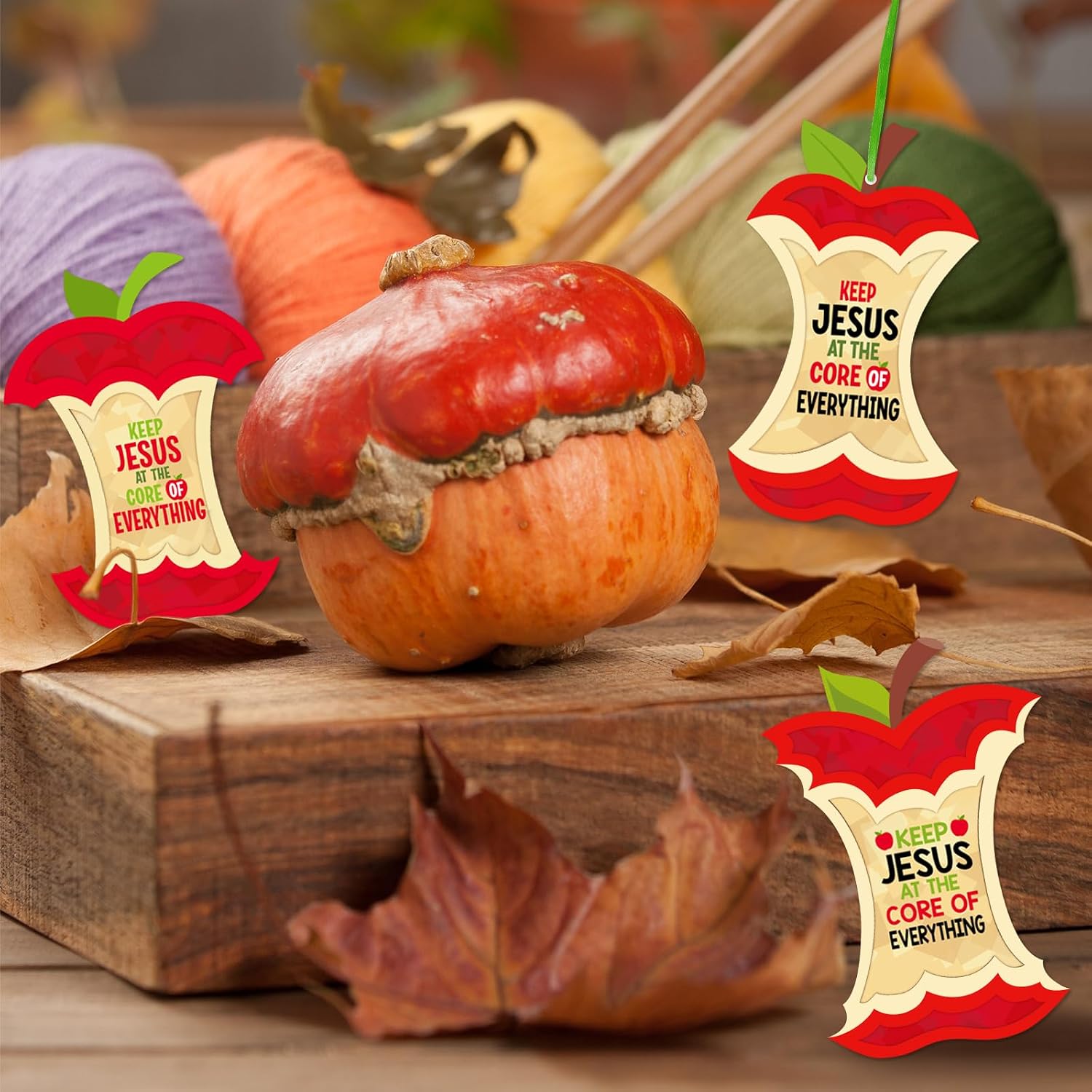 Motipuns 24 Sets Fall Apple Back to School Crafts Jesus at The Core Fall Crafts Apple Art Kits Tissue Paper Sign Decoration for Autumn Party Home Decorations Sunday School Activities