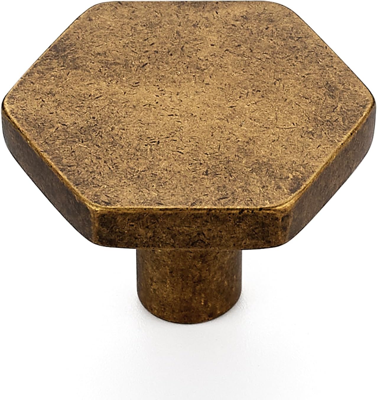 25 Pack Antique Brass Cabinet Knob, Kitchen Cabinet Knob Solid Dresser Pull for Kitchen Closet Drawers, Hexagon Dresser Hardware 1.1"